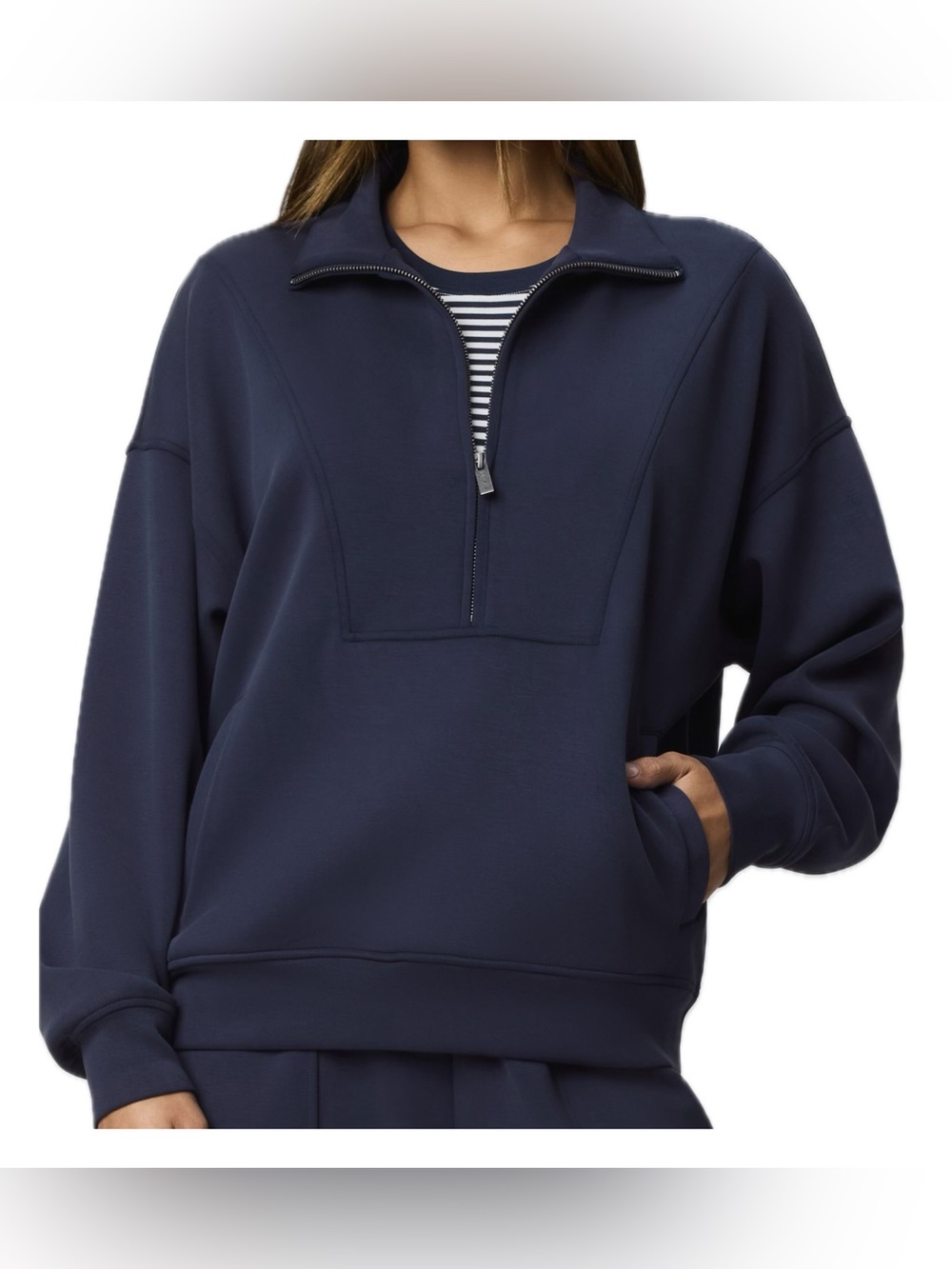 Splendid Scubasoft Quarter-Zip Sweatshirt Navy Small Like New